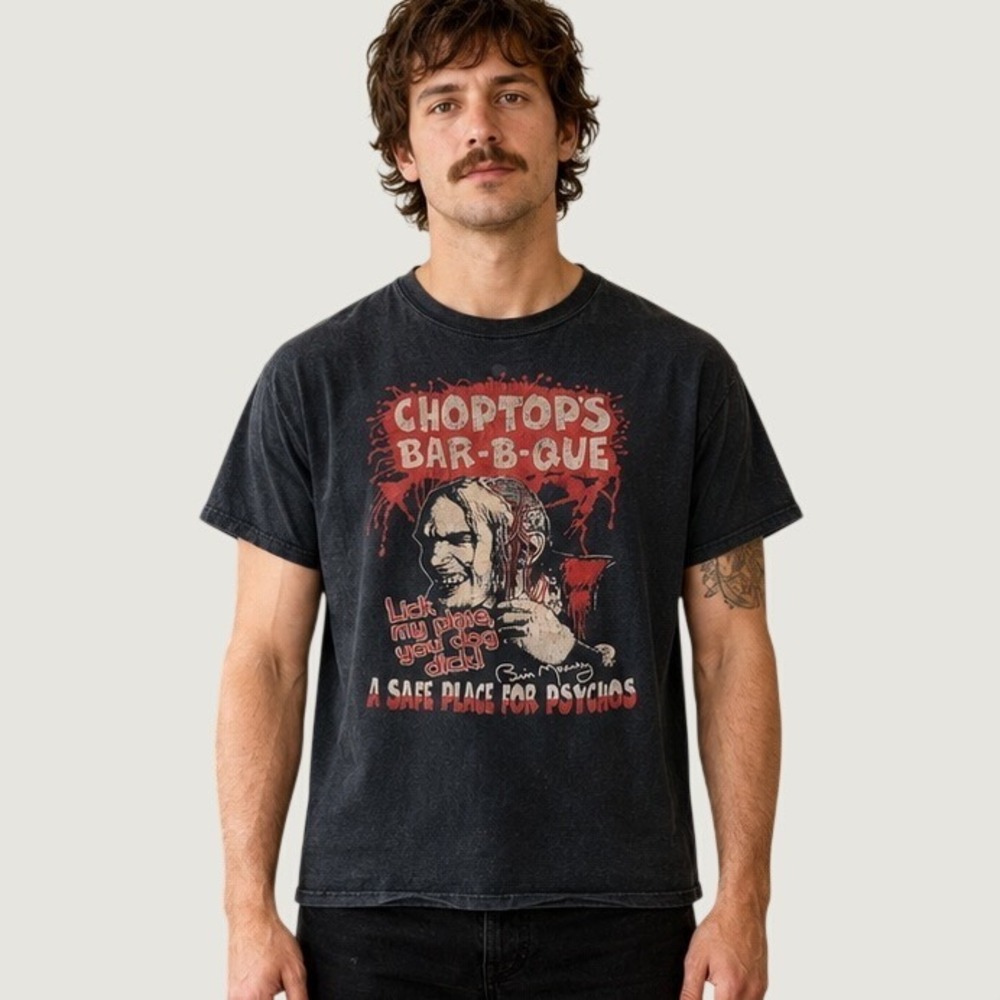 Fruit of the Loom Choptops Bar-B-Que Texas Chainsaw Massacre 2 Tee Black Medium